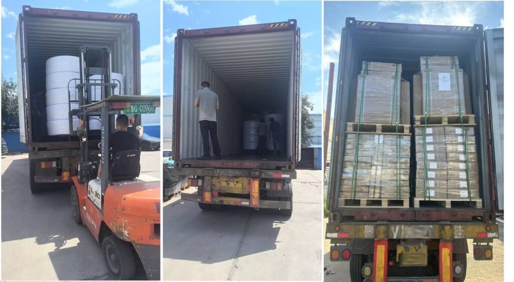 Workers Load Hose Under the Scorching Sun